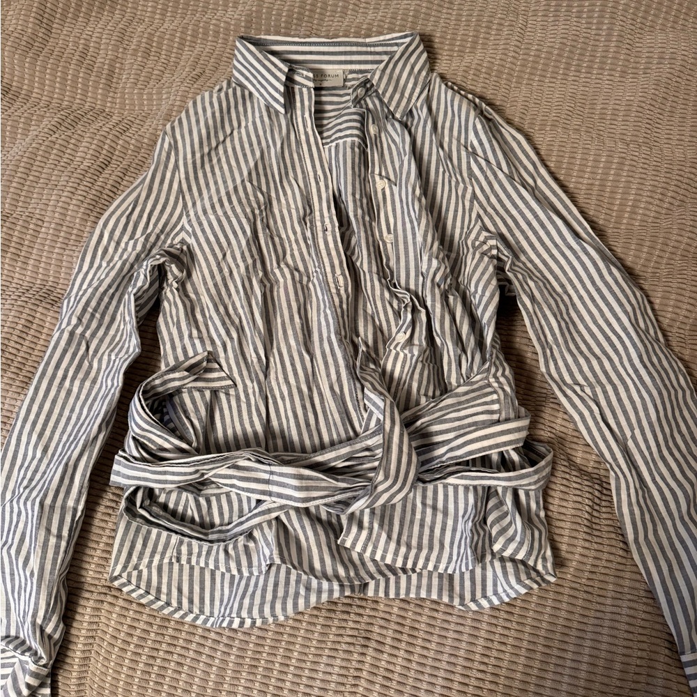 Striped wrapped blouse